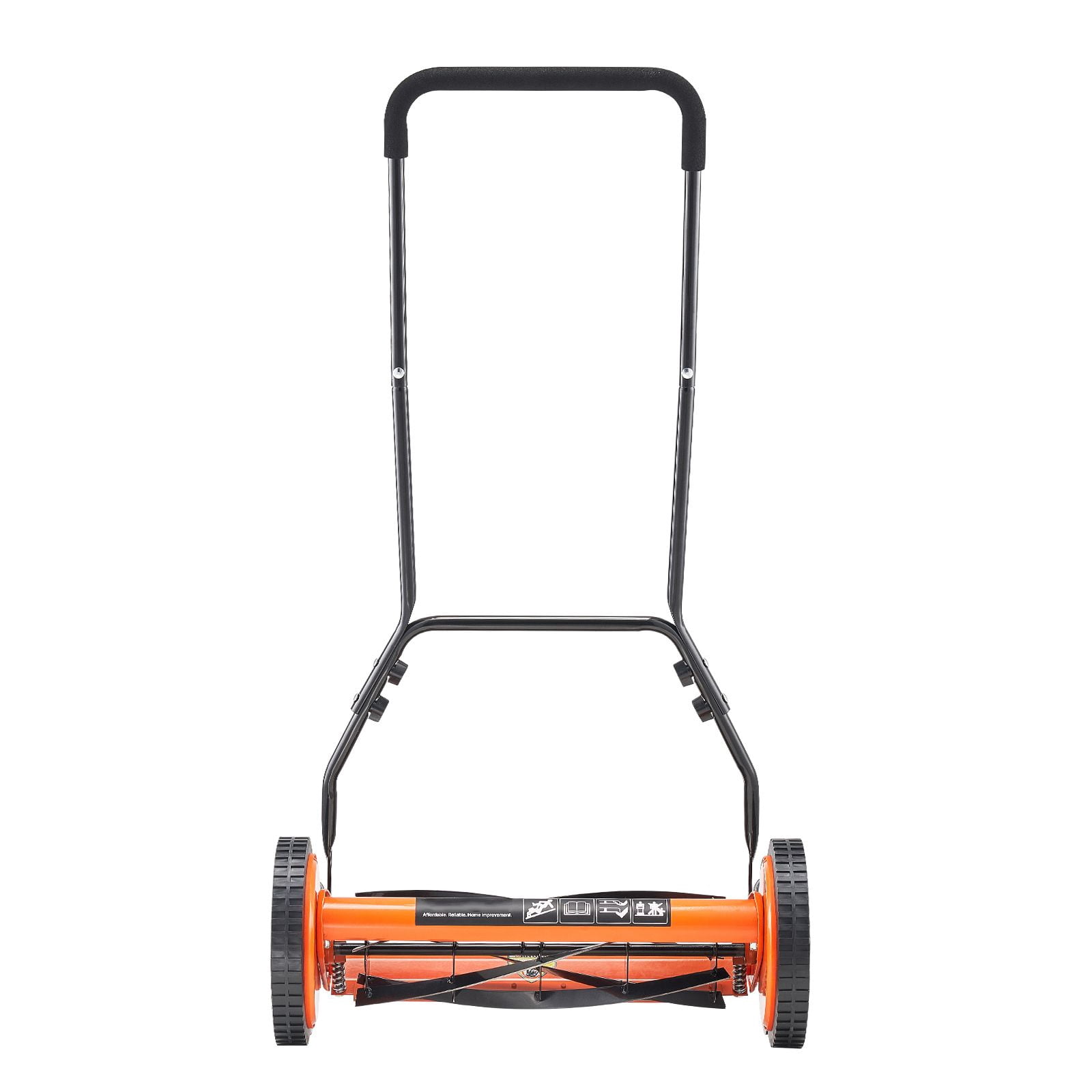 18" 5-Blade Manual Push Reel Lawn Mower with Adjustable Cutting Height, Grass Catcher & 4 Wheels for Effective Lawn Care