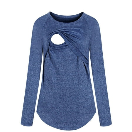 

Pregnancy Clothes Black Friday Deals Clearance Women Maternity Nursing Clothes Long Sleeve Crewneck Breastfeeding Tops