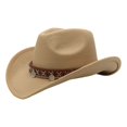 thumbnail image 4 of XIAOCHA Shapeable Brim Wool Cowboy Hat for Women Solid Wide Brim Western Hat Farm Party Western Cowboy Hat,Khaki, 4 of 4