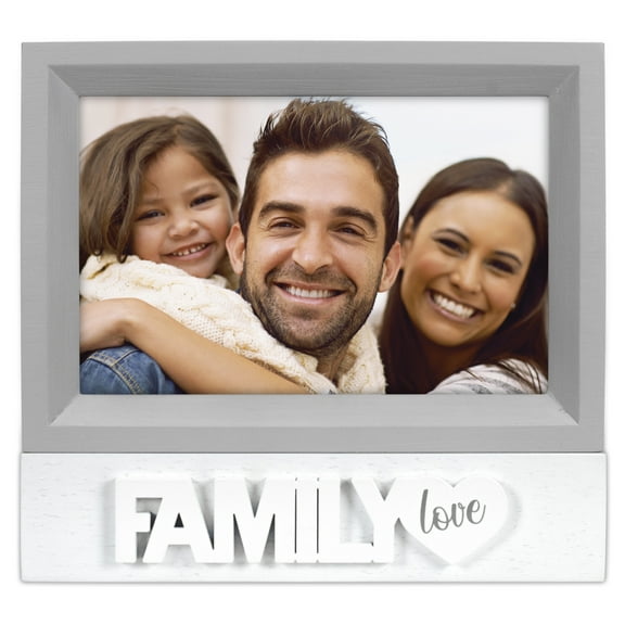 Malden Int Designs Family Love 4x6 Gray and White Dimensional Letters Frame