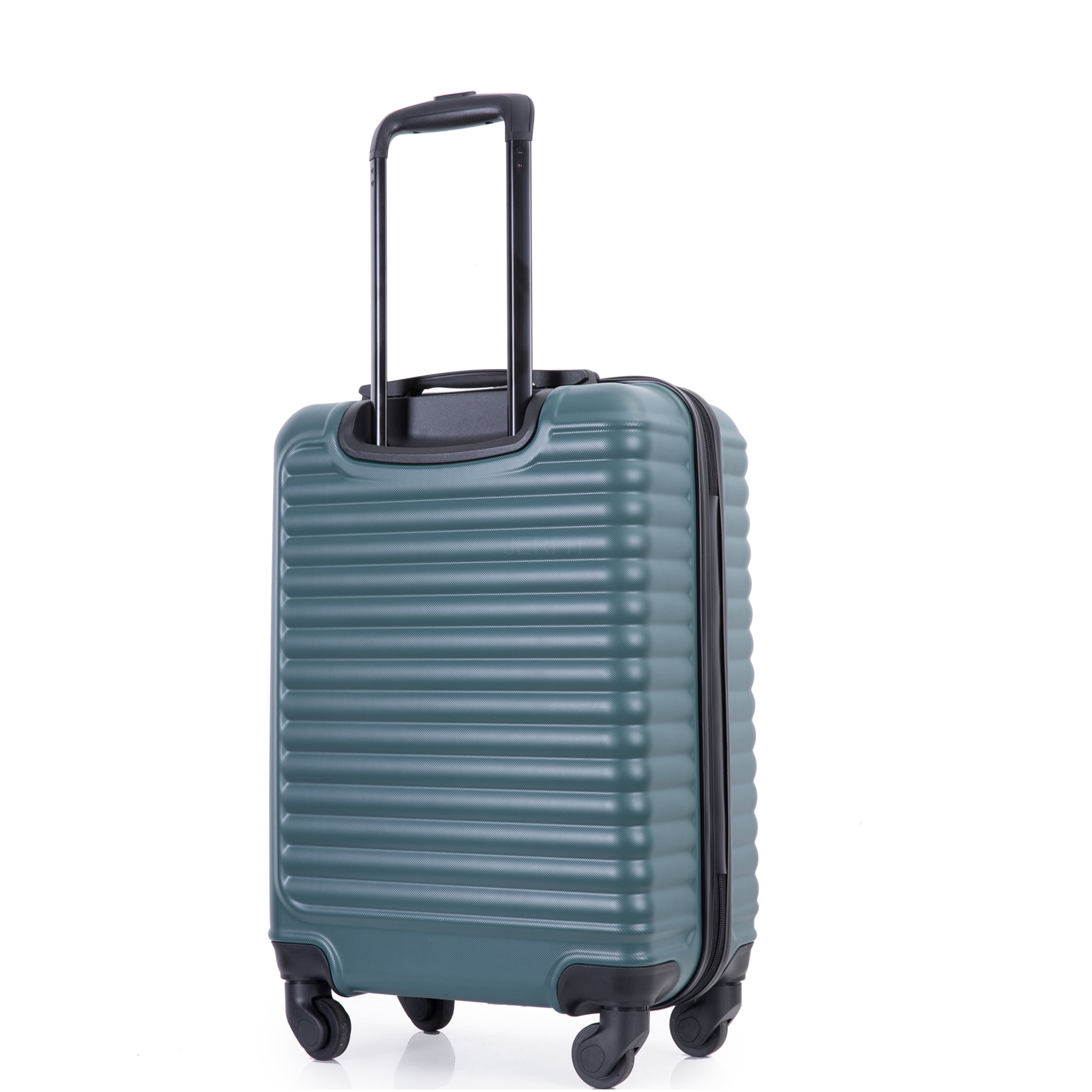 JERFIT 20-Inch Expandable Carry On Luggage, ABS Hard Shell Spinner Suitcase with 360° Wheels & TSA Lock, Lightweight Green Checked Bag for Travel