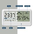 thumbnail image 3 of Yeacher Digital Hygrometer Electronic Temperature Humidity Meters Gauge with Time Date LCD Display Clock Indoor Thermometer Hygrometer with Bracket for Greenhouse Garden Cellar, 3 of 7