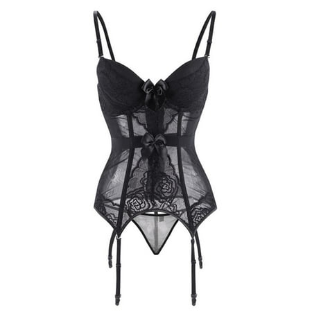 

Shakub Womens Lace Body Shaper Lingerie Mesh Sheer Strappy Sleepwear See Through Babydoll Sexy Nightwear Plus Size
