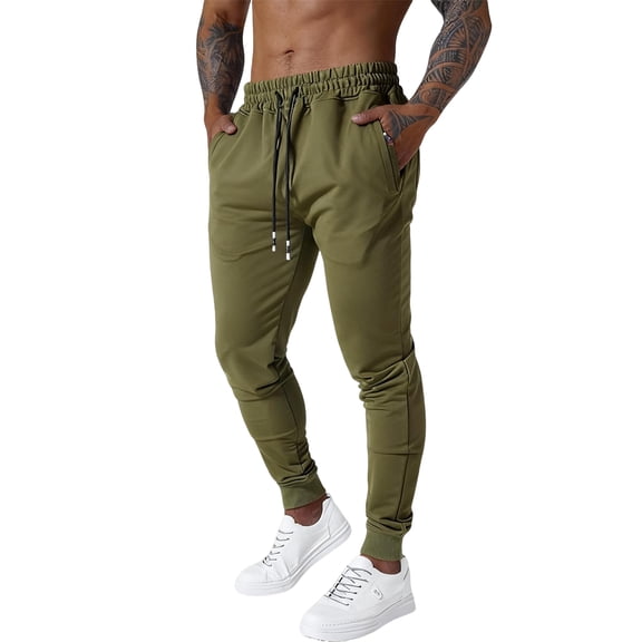 Men’s Athletic Jogger Pants Drawstring Waist Tapered Fit Stretch Fabric Casual Gym Workout Trousers with Pockets