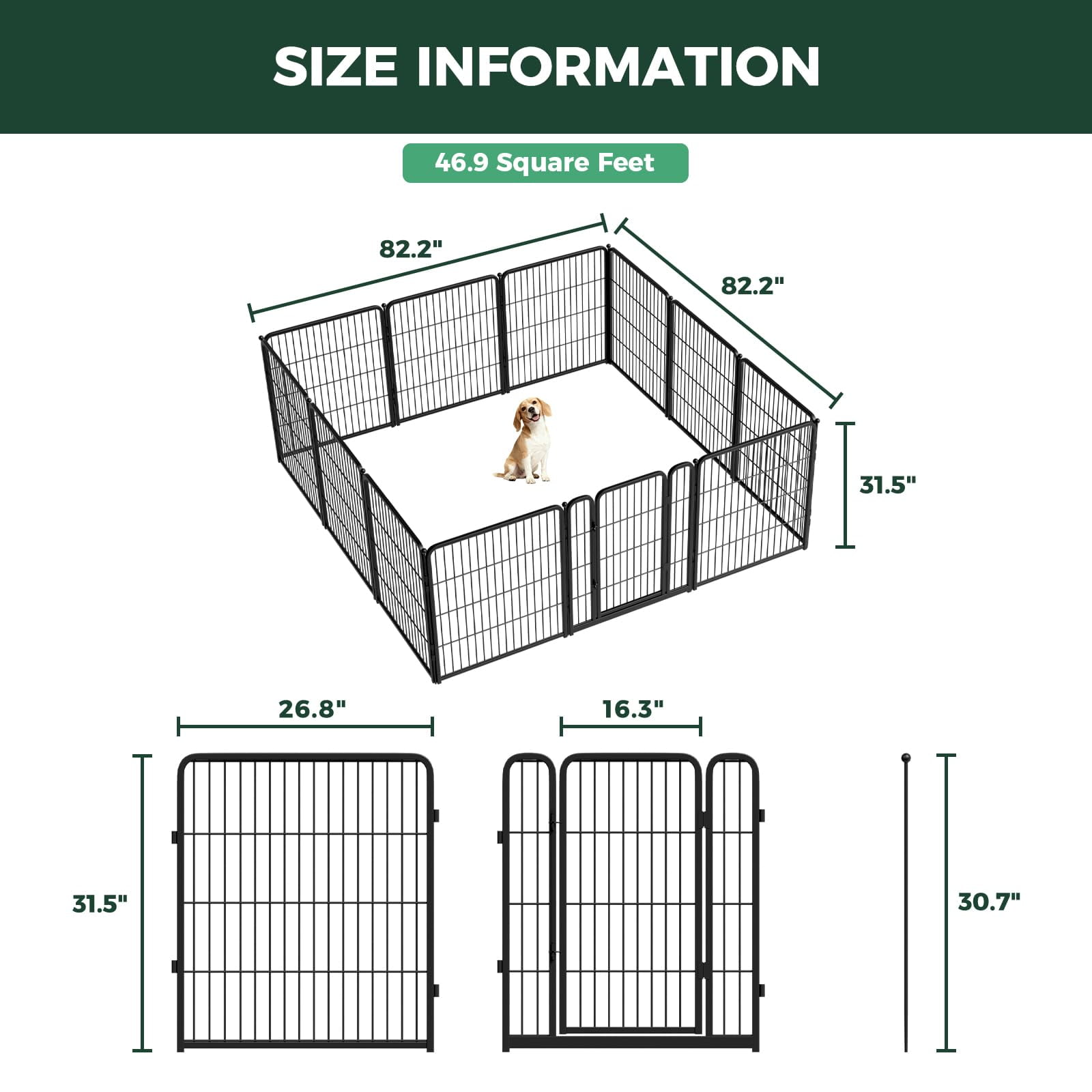 FXW Homeplus Unleashed Indoor Dog Playpen - Stress-Free and Safe Play, Heavy Duty 32 Inch 12 Panels Dog Pen for Small and Medium Dogs, Black│Patented