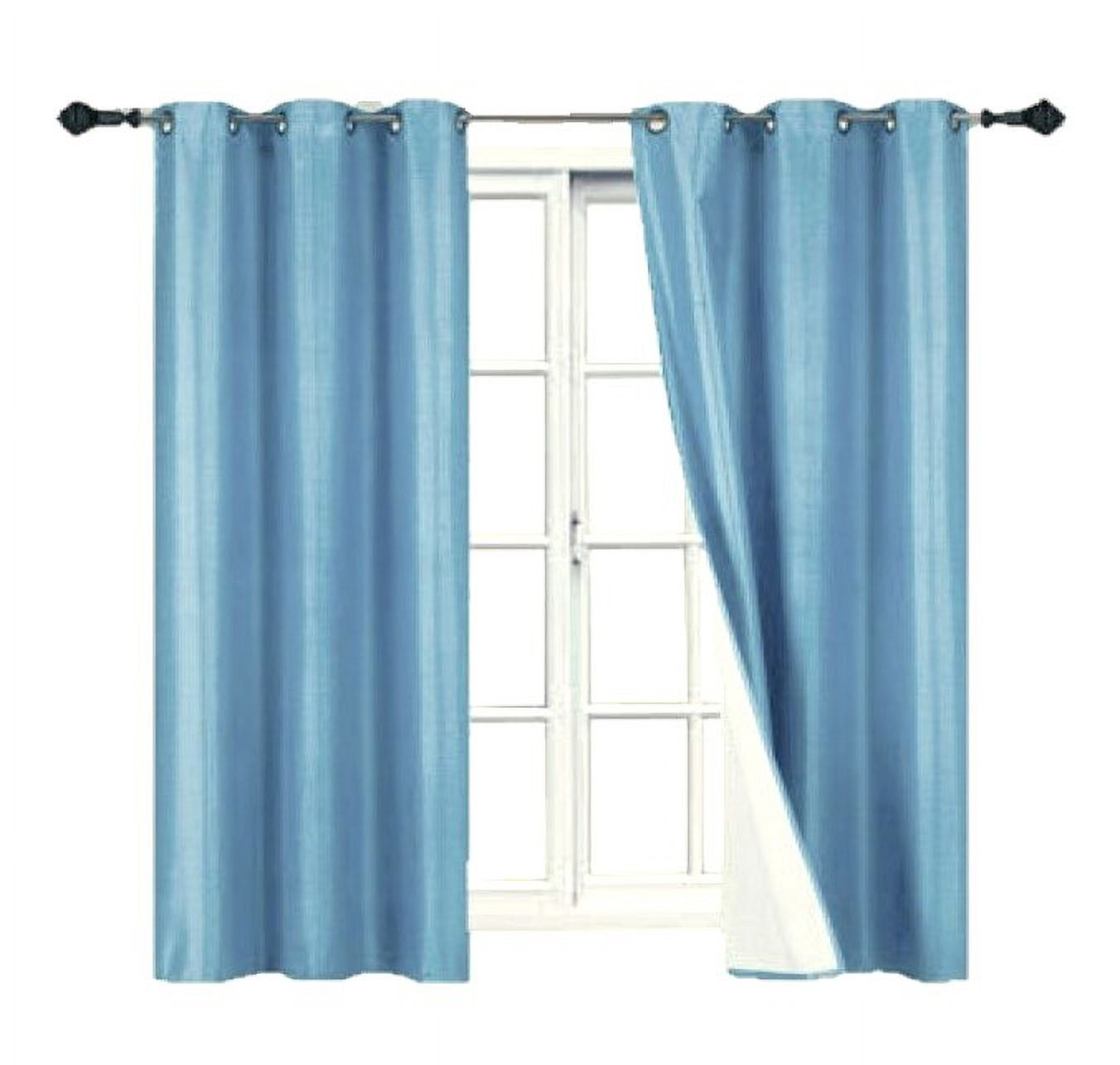 Full Room Darkening 100% Blackout Curtain set of 2 Panels Light Blue Color Top Grommets For Bedroom, Living Room Home Décor 84 inch Long