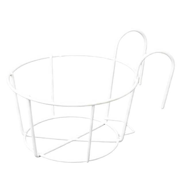 Balcony Garden Flower Pot Rack, Round Bracket Hanging Planter Holder, Metal Iron Wall-Mounted Railing Shelf