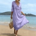 thumbnail image 6 of Omexry Spring Summer Dresses for Women Women's Summer Casual Dress Gradual Sleeveless Neck V-Neck Long Dress Purple XXXL, 6 of 8