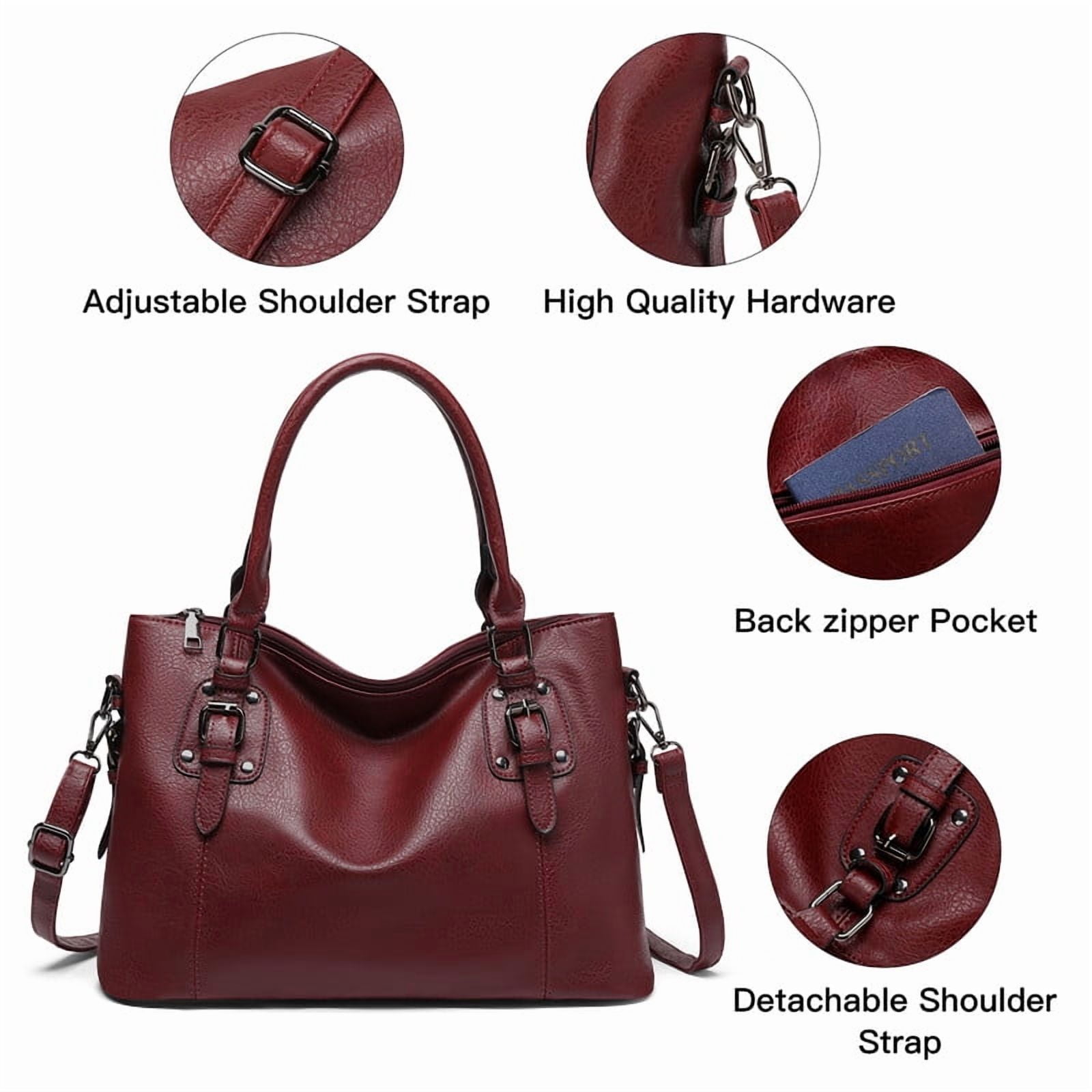 GAEKEAO Satchel Handbag for Women with Shoulder Strap Medium Top Handle Purse Crossbody Bag Soft Leather Work Tote
