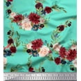 thumbnail image 1 of Soimoi Green Rayon Fabric Ranunculus & Penoy Floral Print Print Fabric by the Yard 42 Inch Wide, 1 of 3