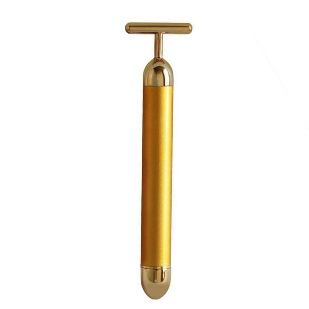 Masajeador de rostro dorado de 24 K, kit masajeador facial en forma de "T". Antiedad/arrugas, levantamiento instantáneo de la cara, estiramiento de la piel