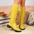thumbnail image 6 of Willtoo Knee High Boots for Women , Round Toe Low Block Heel Fashion Boots, Smooth Upper Bright Color Boots Side Zipper Non Slip Casual Walking Shoes, 6 of 6