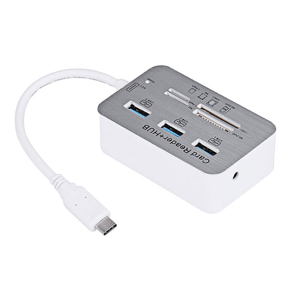 Lector de tarjetas USB 3.0 7 en 1, adaptador de memoria multien-1 MS SD M2 TF con velocidad de transferencia de datos de 5 Gbps y protección contra sobretensiones para Windows.