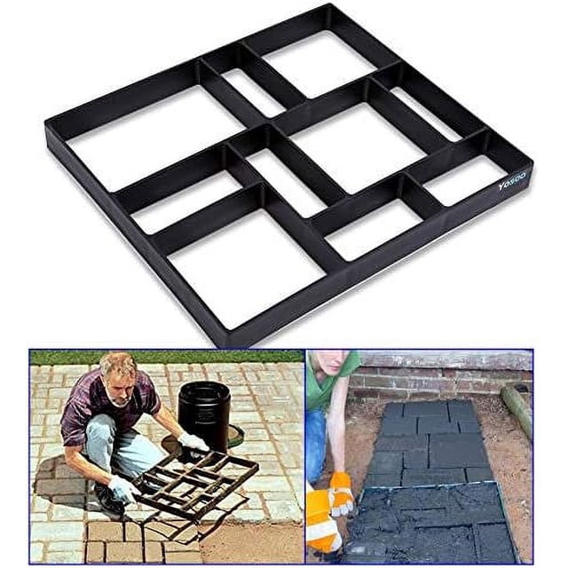 Molde para adoquines de hormigón para jardín, molde de plástico para piedra asimétrica, losa de cemento para camino de entrada, patio, terraza (45 x 40 x 4 cm) - DKSFJKL