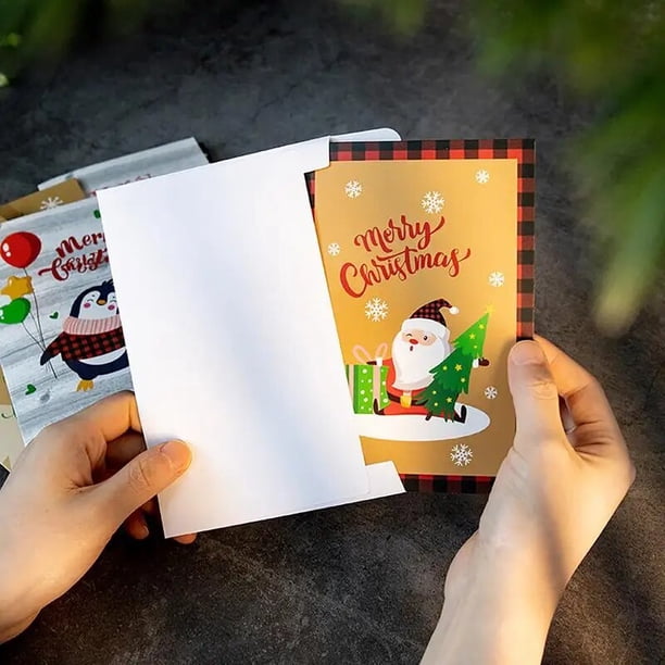 Pack De 30 Tarjetas De Navidad Con Sobres - 6 Diseños Surtidos, Tamaño 4x6 Pulgadas, Incluye Calcomanías, Cartulina De 300 G/m²
