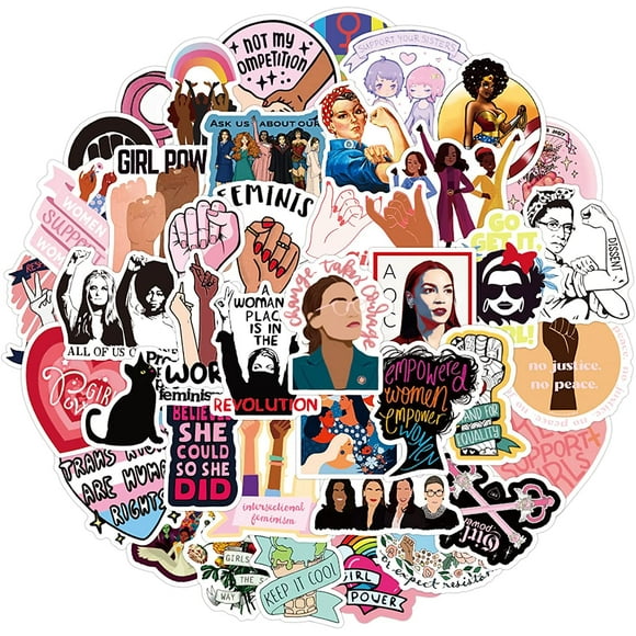 50 Pcs Feminist Stickers Girly Girl Power Indie Mirror Laptop Stickers for Women Awareness Girl Stickers Gifts,Hydro Flask Water Bottle Car Cup Computer Guitar Skateboard Luggage Bike Bumper Gift