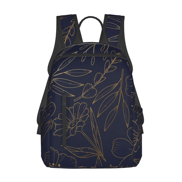 Balery Copper-Gold Gloss Outline Flower Mochila Ligera para Hombres y Mujeres – Resistente y Impermeable, Ideal para la Escuela, el Trabajo, los Viajes y el Uso Diario