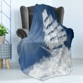 thumbnail image 4 of Nautical Soft Flannel Fleece Throw Blanket, Yacht in the Ocean Madend Shaped with Fluffy Cloudstmospheric Imaginary Sky, Cozy Plush for Indoor and Outdoor Use, 60" x 80", Blue White, by Ambesonne, 4 of 5