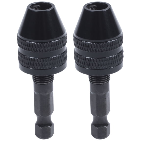 New Arrivals 2X 0.3-3.6mm Keyless Drill Chuck Screwdriver Impact Driver Adaptor 1/4inch Shank Black
