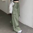 thumbnail image 5 of Gibobby pantalones deportivos Pantalones de carga holgados para mujer, ropa de calle, pantalones de chándal de Hip Hop, pantalones de chándal con cordón, pantalones casuales sueltos (Verde, XXL), 5 of 5