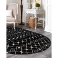 thumbnail image 3 of Rugs.com Moroccan Trellis Collection Rug – 8' x 10' Oval Black And White Medium Rug Perfect For Living Rooms, Large Dining Rooms, Open Floorplans, 3 of 9