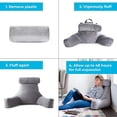 thumbnail image 3 of Linenspa Shredded Foam Reading Pillow with Neck Support - Extra Large Design for Adults - Perfect for Back Support While Relaxing, Gaming, Reading, or Watching TV - Soft Velour Cover, Stone, 3 of 4