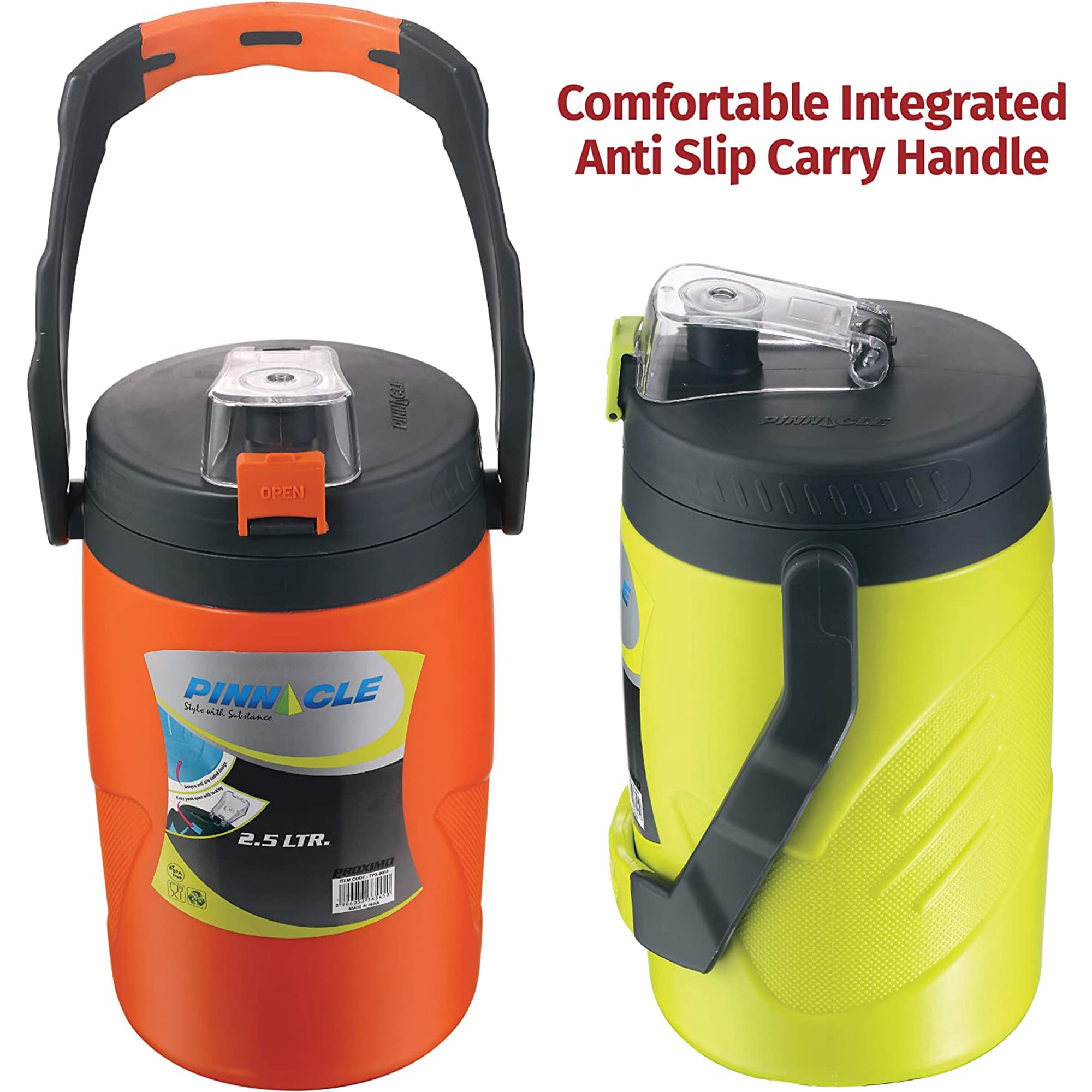 PINNACLE 85 oz Water Jug with Spout and Carry Handle Reusable Bottle Orange
