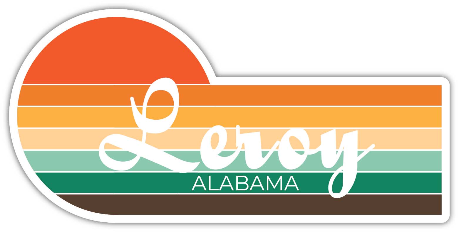 Leroy Alabama 2 x 1.25 Inch Sticker Retro Vintage Sunset City 70s