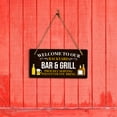 thumbnail image 2 of Welcome To Our Backyard Bar & Grill Proudly Serving Whatever You Bring 5x10 Hanging Plus Wall or Door Sign | Funny Home Decor, 2 of 7