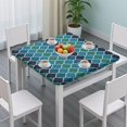 thumbnail image 3 of Blue Green Checkered Pattern Square Fitted Tablecloth with Elastic Edge,Square Table Cover,Washable Elastic Table Cover for Home Kitchen Party Decor 34"x34", 3 of 6