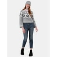 thumbnail image 6 of No Boundaries Fairisle Jacquard Pullover and Beanie Set, 2-Piece, Women's and Women’s Plus, 6 of 9