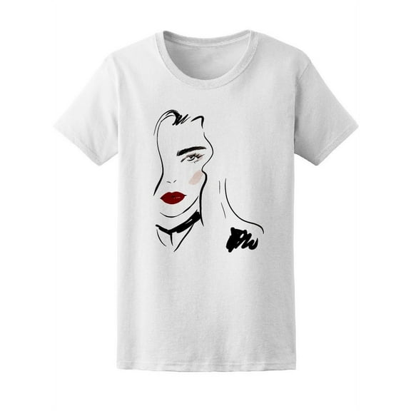 Beautiful Red Lips Woman Sketch Tee Women's -Image by Shutterstock