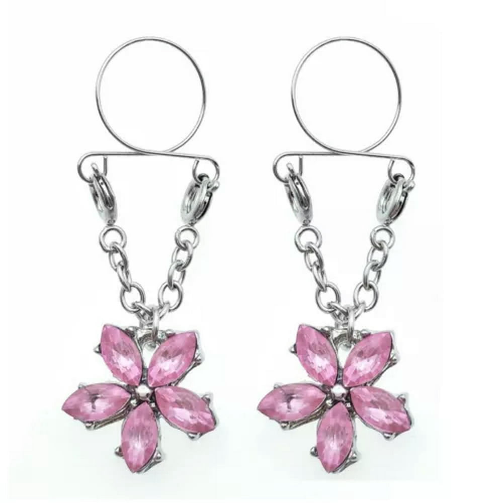 HAOAN 2X Sexy Adjustable Nipple Rings Non-Piercing Clip On Dangle Fake Nipplerings-08