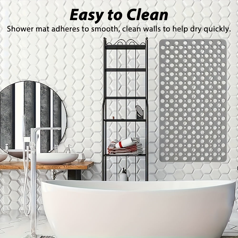 Non Slip Bathtub and Shower Mat with Suction Cups and Drain Holes, quick-drying shower mat with round hole design, Soft Machine Washable Non Slip Bath Mat for Tub, Shower Mats for Inside Shower.