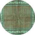 thumbnail image 1 of Ahgly Company Indoor Round Persian Turquoise Blue Traditional Area Rugs, 7' Round, 1 of 4