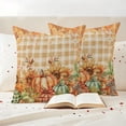 thumbnail image 3 of Orange Plaid Pumpkins Fall Thanksgiving Outdoor Pillow Covers 18"x18" Set of 2,Waterproof Throw Pillow Covers for Patio Furniture,Maple Leaf Rustic Decorative Cushion Pillowcases for Garden Sofa, 3 of 9