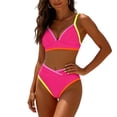 thumbnail image 4 of cocolona Womens High Waisted Bikini Sets V Neck Color Block Two-Piece Swimsuits Vacation Beach Bathing Suit, 4 of 7