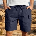 thumbnail image 2 of Men's Casual Sports Shorts with Elastic Waistband Zipper Pocket Joggers Sweatpants, Straight Leg Lightweight Quick Dry Breathable, for Gym Workout Running Daily Wear | AKLJWH,Navy 4XL, 2 of 9