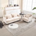 thumbnail image 5 of Chenille Single Sofa Chairs Set of 2, Upholstered Accent Chair with Soft Pillow, Mid Century Modern Reading Armchair with Gourd-Shaped Wood Legs for Living Room, Bedroom, Apartment, Beige, 5 of 13
