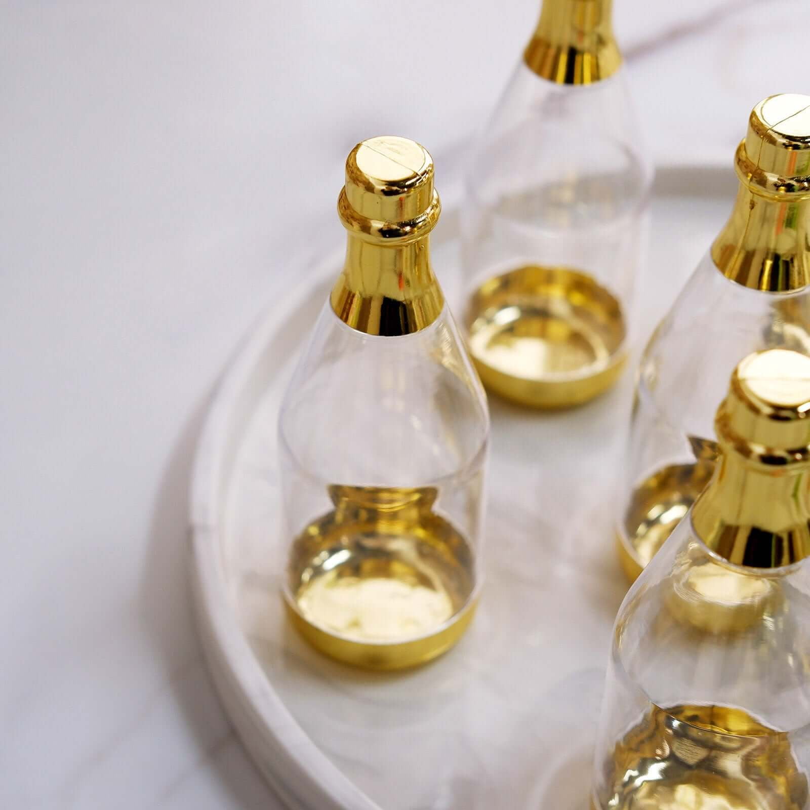 20 Mini Bouteilles Champagne En Plastique – Pour Bonbons, Mariage, Anniversaire – Doré – 11,5x4x4 Cm