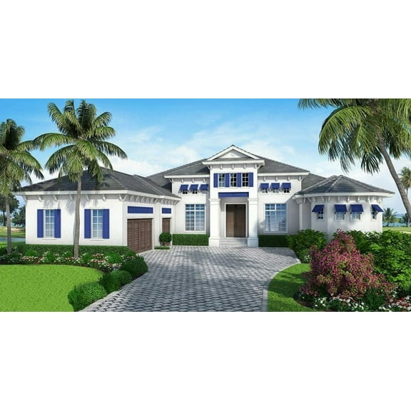 013-4271: Beach & coastal CMU 4 Bed, 5 Bath Luxury Home Plan, 4271 Sq Ft: Full Blueprints with License to Build by Home Plan Marketplace - Lesuto