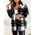 thumbnail image 3 of Zeagoo Women Flannel Shacket Jacket Plaid Button Down Long Sleeve Shirt Blouse Fall Outfits 2025, 3 of 5