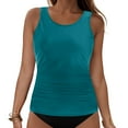 thumbnail image 3 of GEWSEY Women's Tankini Tops High Neck Tummy Control Swim Top Full Coverage Bathing Suit Top Modest Swim Tank Top No Bottom (Dark Green, XL), 3 of 9