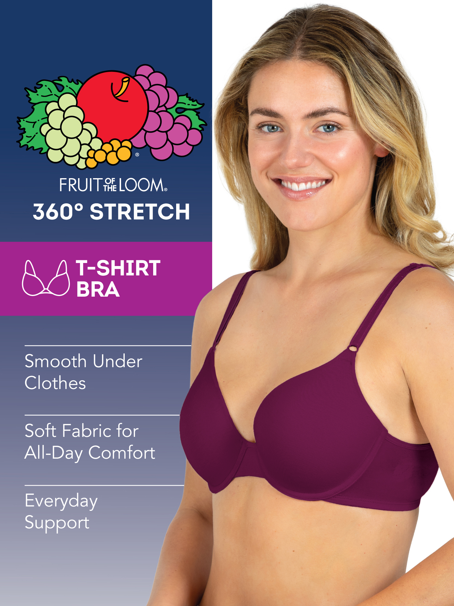 Fruit of the Loom Women's T-Shirt Bra 2 Pack, Style FT938, Sizes M to XXL