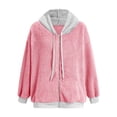 thumbnail image 4 of Leadmall Fleece Hoodie Jackets for Women 2023 Lightweight Zip Up Hoodies Jackets Ladies Casual Long Sleeve Full Zip Hooded Sweatshirts Drawstring Oversized Warm Winter Coat Outwear Y-5 Pink L, 4 of 5