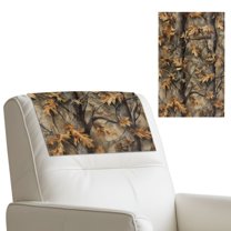 COEQINE Headrest Protector for Recliners, Waterproof Faux Leather Headrest Cover for Recliners, Easy to Clean Decorative Cover with Hook and Loop Fasteners, Camo Hunting Tree Leaf Brown, Set of 2
