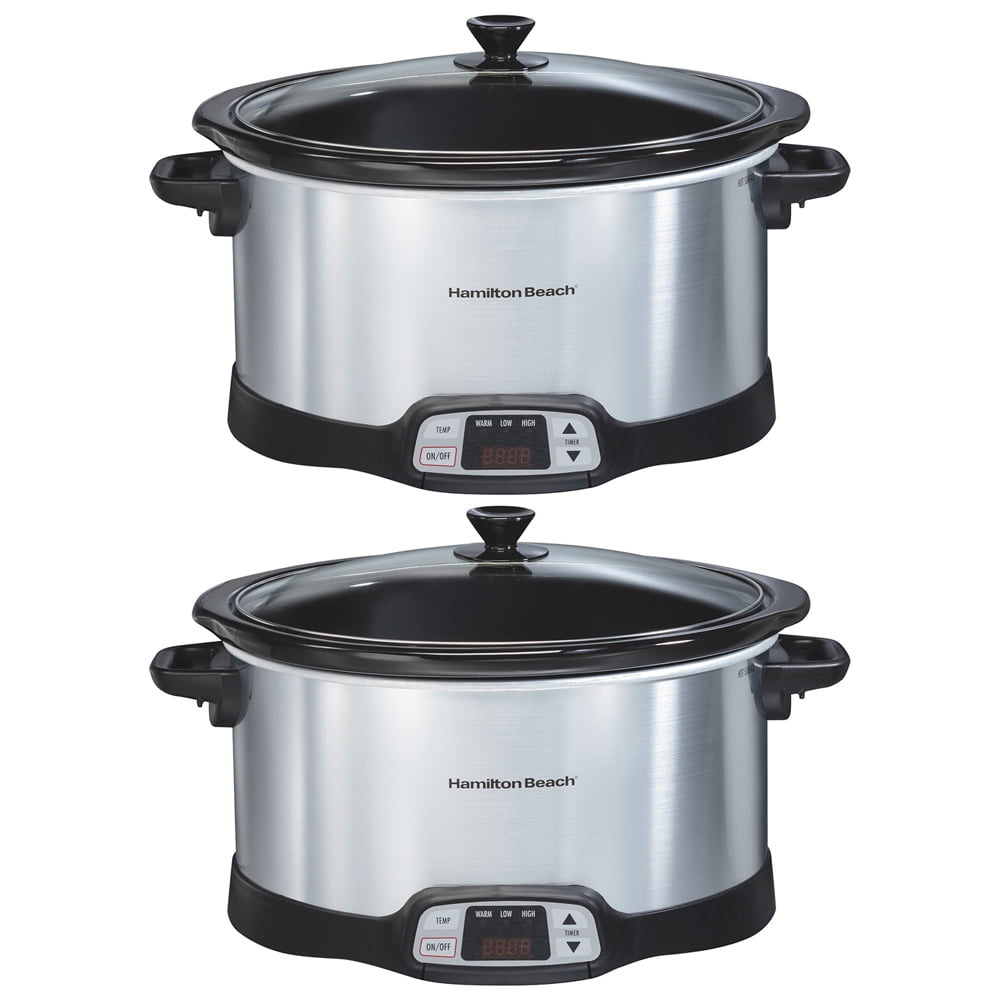 Hamilton Beach 8 Quart Programmable Slow Cooker with Three Temperature  Settings, Dishwasher Safe Crock and Lid, Silver (33480)