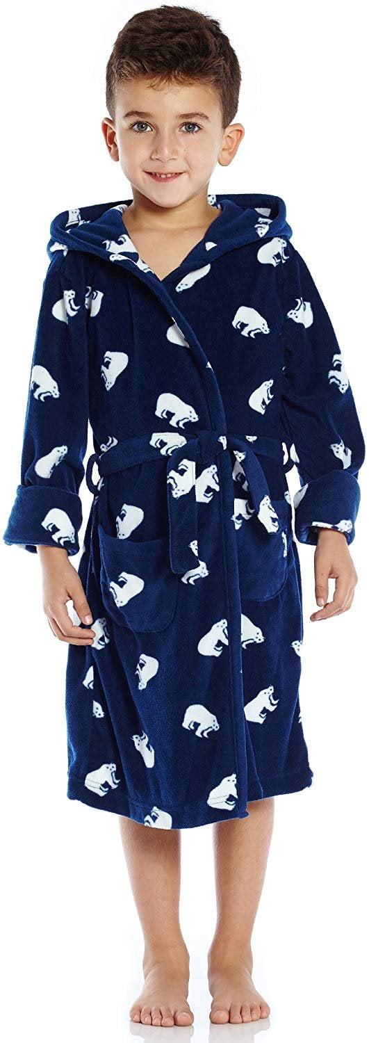 Leveret Leveret Kids Robe Boys Hooded Fleece Sleep Robe Bathrobe (16