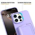 thumbnail image 4 of ELEHOLD Case for iPhone 16 Pro with Mirror, Built-in Cash Slot, Rugged Plastic Shell Protective Kickstand Mirror Heavy Duty Shockproof Wallet Case Cover for iPhone 16 Pro,Purple, 4 of 7