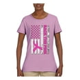 thumbnail image 2 of Wild Bobby Back the Pink American Flag Breast Cancer Awareness Women Graphic Tee, Light Pink, X-Large, 2 of 6